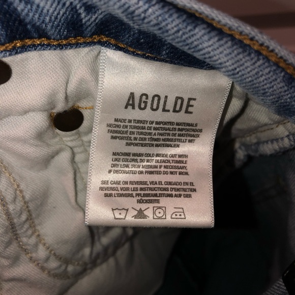 Agolde Blue Denim Nico High Rise Skinny Jeans Raw Distressed Hem sz 27 - Picture 8 of 9